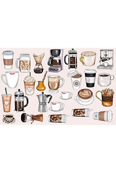 TELLGRAF REKLAM HİZMETLERİ مجموعة ملصقات للكمبيوتر المحمول بموضوع القهوة (20 ...