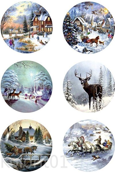 TELLGRAF REKLAM HİZMETLERİ New Year Themed Label (4x4 Cm 24 Pieces)