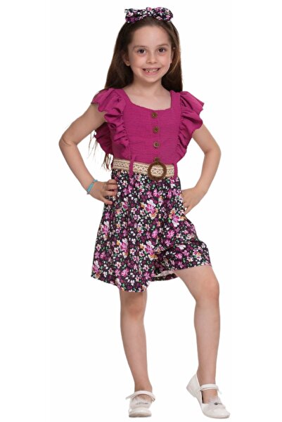 İrem Çocuk Giyim Kız Çocuk Çiçek Desen Fırfırlı Tulum