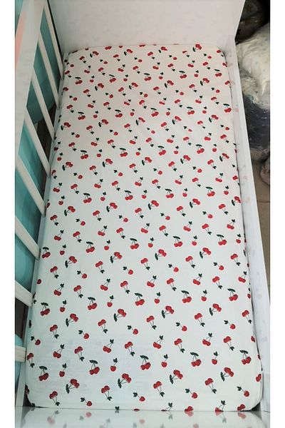 Babynia 100% Cotton Baby And Kids Fitted Sheet 80x140 Cherry