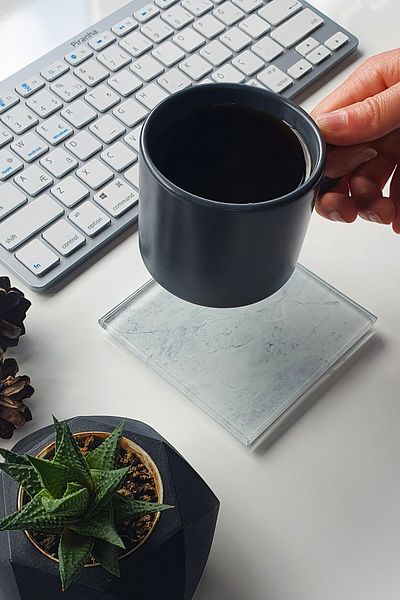 Decorita Glass Coaster| Set of 4 Stone Look| 10cm X 10cm