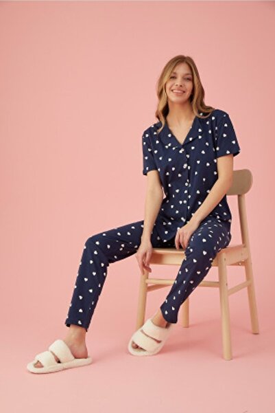 ELİTOL طقم بيجامة قطن ليكرا بأزرار