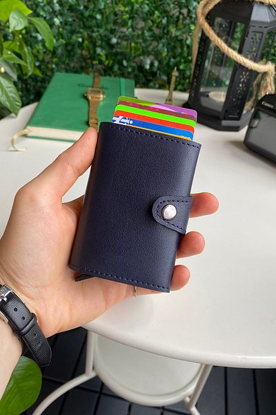 Modica Πορτοφόλι Navy Blue / Θήκη έξυπνης κάρτας με διαίρεση χάρτινων χρημάτων Rfid Protect Anti-Theft Mechanism