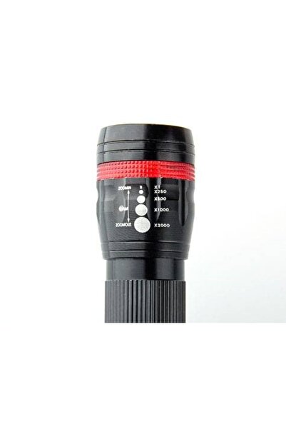 FırsatYeri Zoomlu Alüminyum El Feneri 10.5x3.6 cm Siyah 1 Adet Dayanıklı Güvenlik Kullanımı Uzun Menzil 2 km