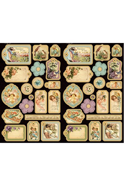 TELLGRAF REKLAM HİZMETLERİ مجموعة ملصقات ذات طابع عتيق (مجموعة واحدة مقاس 20 × 26 سم)