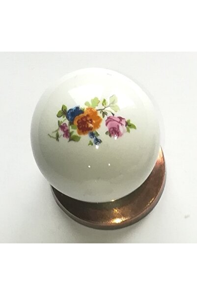 SERAKS MOBİLYA AKSESUARLARI Single Hole Real Porcelain Button Handle Copper R...