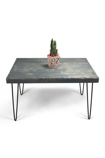 Mobenta Doğal Ağaç Lata Masif Kütük Orta Sehpa 60cm X 90cm Metal Ayak