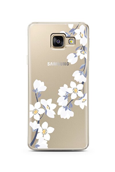 Spoyi Samsung A3 2017 Art White Flowers Tasarımlı Süper Şeffaf Telefon Kılıfı
