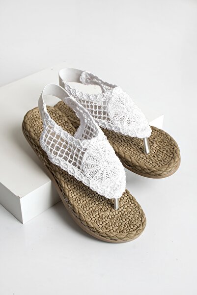 İnan Ayakkabı Sandale Flip Flops cu detaliu din dantelă pentru damă