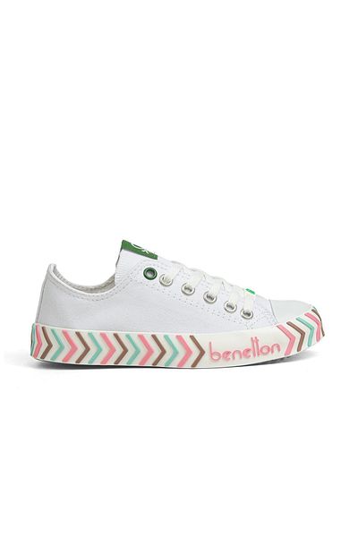 Benetton ® |   Bn-30624-3374 Λευκό Ροζ - Γυναικεία αθλητικά παπούτσια