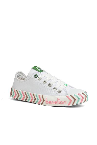 Benetton ® |   Bn-30624-3374 Λευκό Ροζ - Γυναικεία αθλητικά παπούτσια