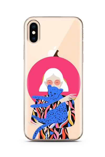 Spoyi iPhone X/Xs Pink and Leon Designed Super Transparent Phone Case