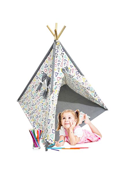 bebeğimister Pamuklu Ahşap Çocuk Oyun Çadırı Evi Kızılderili Çadırı Devrilmez