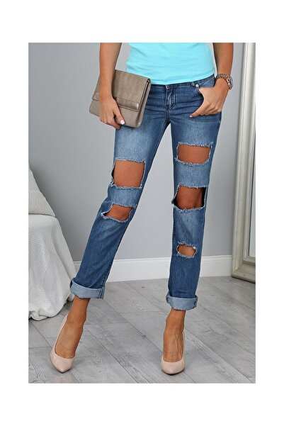 fasardi Boyfriend Kadın Jean Pantolon