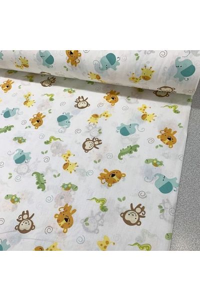 Babynia 100% βαμβακερό ύφασμα ποπλίνα Cute Animals με μοτίβο πλάτους 240 cm