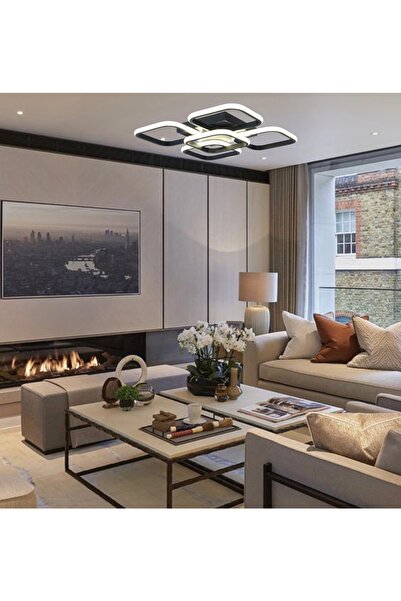TT AYDINLATMA Tt302-4+1-sy Kare Mat Siyah Plofonyer 5 Li ( Beyaz Işık ) Led Avize