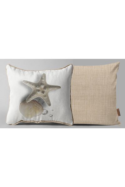 Alacastore Husă de pernă Starfish Marine Summer Concept Husă de pernă decorativă texturată din in