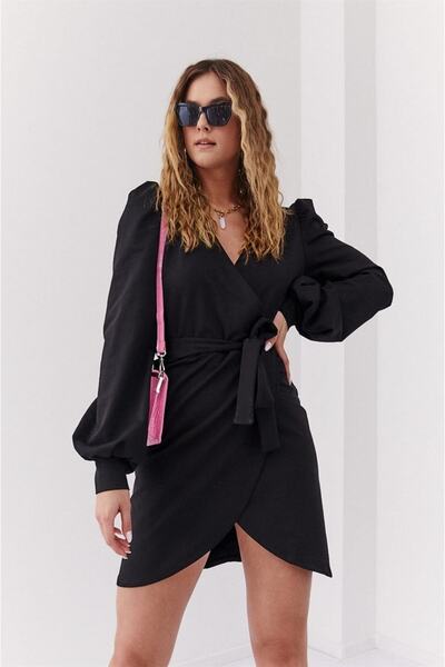 fasardi Kruvaze Kesim Kemer Detay Dekolte Elbise