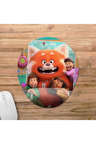 Pixxa نموذج لوحة الماوس المدعومة للمعصم من Turning Red Pixar - 2 بيضاوي