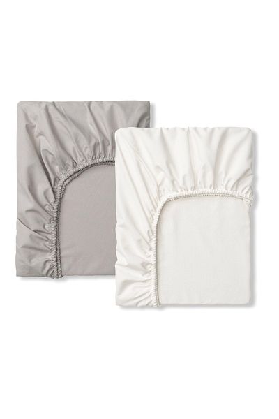 Babynia Cearşaf de îmbrăcăminte pentru copii din bumbac (2 bucăţi) 100x160 alb şi gri