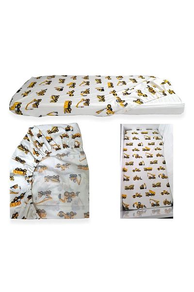 Babynia 100% Cotton Single Child Fitted Sheet 90x190 Construction Machinery Patterned
