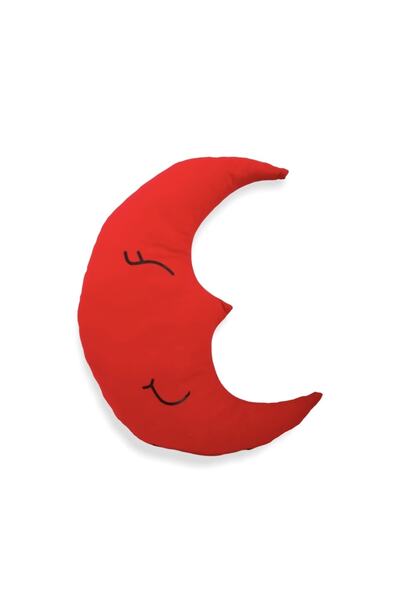 Bebek Özel Ay Model Yastık Uyku Arkadaşı Süs Yastık Kırmızı