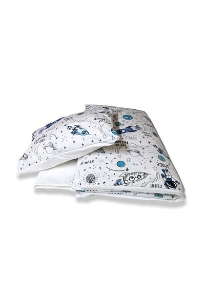 Babynia Baby Special 100% Cotton Παιδικό Σετ Παπλωματοθήκη Μονό Νεανικό Space And White