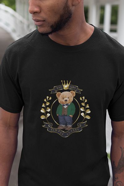 SUNFREE Fashion Teddy Printed Regular Μαύρη T-shirt