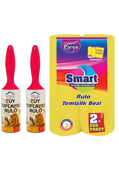 Life Line 2 Pieces Eco Lint Collector Roll 60 Sheets and Parex Smart Roll Cleaning Cloth 2-Piece Perforated