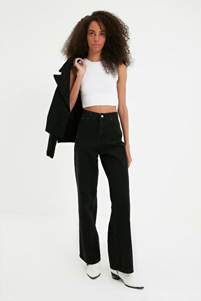 Livik Women's Super High Waist Wide Leg Wide Leg Jeans Trousers