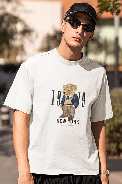 SUNFREE Teddy Newyork Μπλουζάκι Oversize Λευκό με Σχέδιο