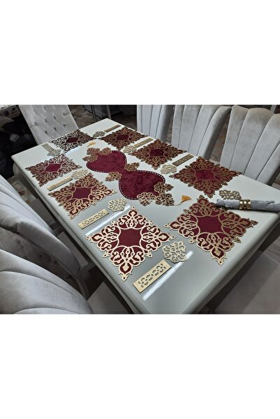 SEHARA Kadife/runner/amerikan Servis/yemek Sunum Takımı/8 Kişilik/25 Parça