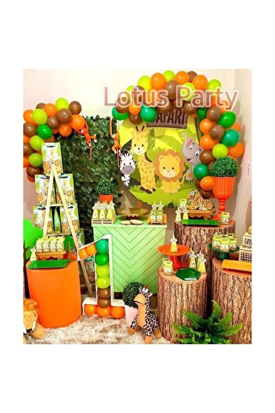 LOTUS PARTY 100 Pieces Safari Themed Balloon Chain Set (Yellow - Orange - Gre...