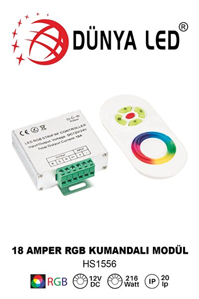 DÜNYA LED 18 Amper 216w Rgb Kumanda Modül Dokunmatik