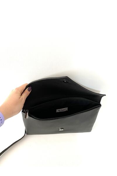 TALKING DREAMS Black Faux Leather Covered Clutch Portfolio Bag