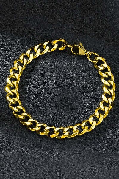The Collection Gurmet Gold Stainless Steel Men's Bracelet Thick Chain 7 Mm