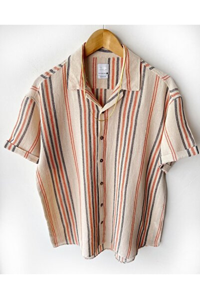 Hazhers Ανδρικό κανονικό πουκάμισο γιακά λινό κοντομάνικο πουκάμισο