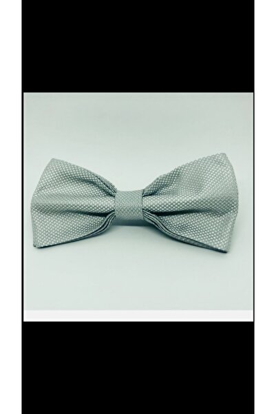 CRWAT ® Silver Gray / Woven Fabric Bow Tie - with Handkerchief