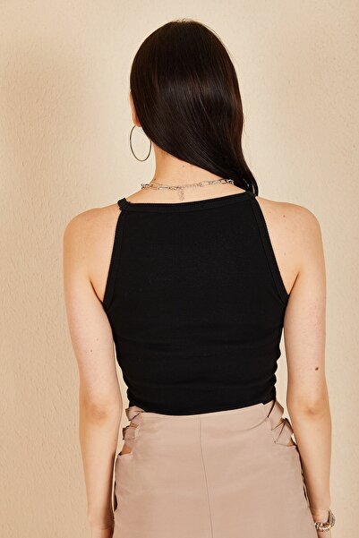 HAKKE Black Ribbed Super Crop Knitted Undershirt