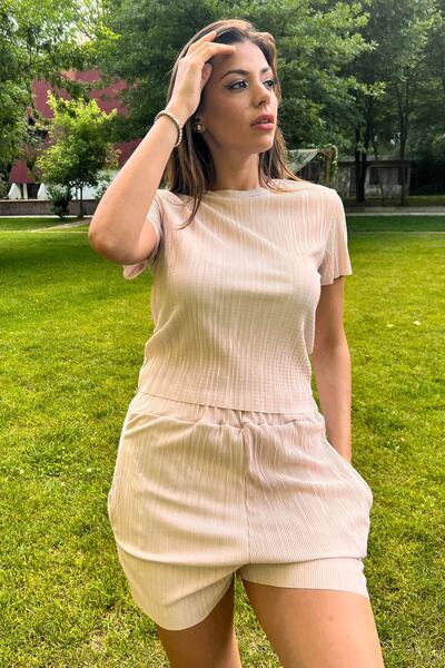 Neşeli Butik Жіночий комплект з плісированою спідницею та топом Nb10047