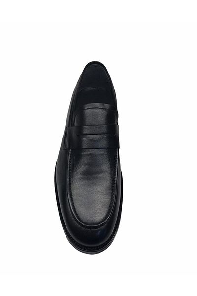 Fosco Men's Black Laceless Leather Casual Shoes 2005