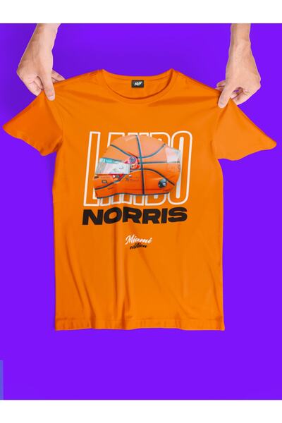 ZEPSTORE لاندو نوريس ميامي خوذة تي شيرت برتقالي