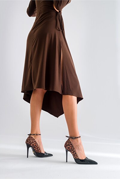 AYAKKABI PRENSİ Bluma Ankle Strap Black Leopard 10 cm Дамски обувки с висок ток, обувки с висок ток