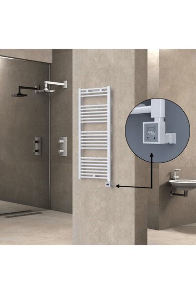 Radiva Haiti Elektrikli Havlupan 500x1200 Düz Beyaz Parlak (KTX3 Termostat) 6...