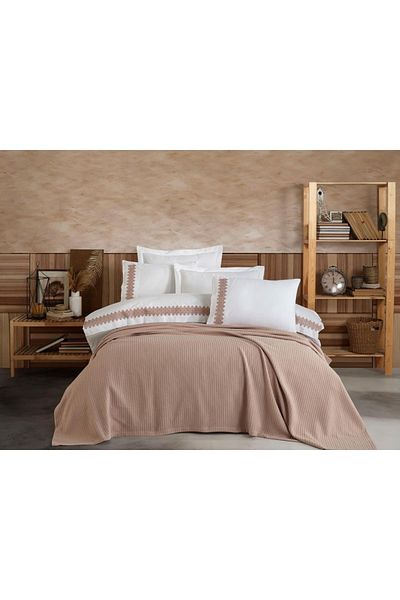 Hobby Scarlet Double Duvet Cover Pique Set Brown