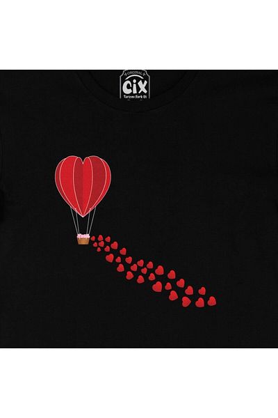 Cix Μαύρο T-Shirt με Καρδιά και Ιπτάμενο Μπαλόνι