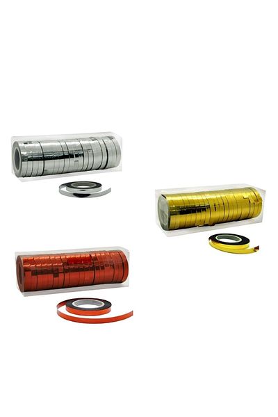BEST PARTİ DOĞUM GÜNÜ PARTİ SÜSLERİ Metalized Red-silver-gold Raffia Ribbon 25x3 Meters