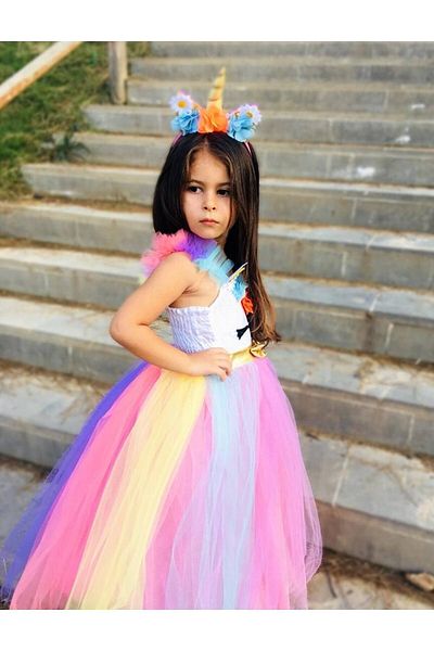 dilaydamla kids Φόρεμα Fluffy Unicorn - με φόρεμα και δώρο κορώνας
