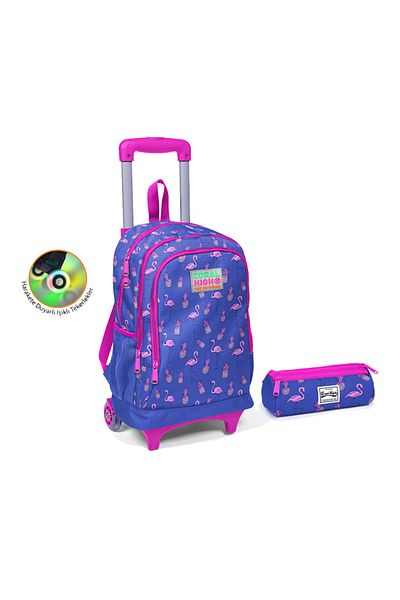 Coral High Set de genți din 2 piese cu model lavandă pentru copii cu racletă