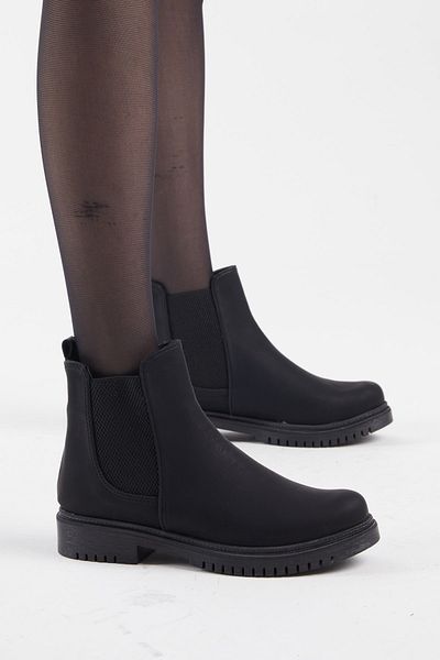 Tonny Black Elastische, bequeme Damenstiefel aus schwarzem Leder
